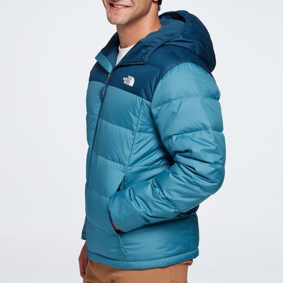 The North Face Alpz Luxe Down Puffer Coat Jacket Storm Blue Mens Hooded Sz Large - Picture 5 of 8